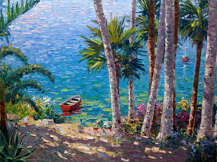 Laguna Beach With Red Boat