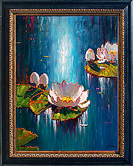 Pejman White Lilies in blue oil