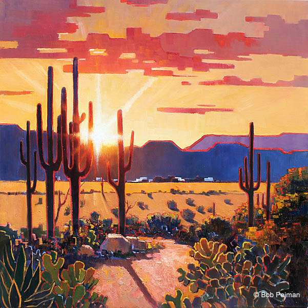 Bob Pejman - Saguaro Sunset 48x48